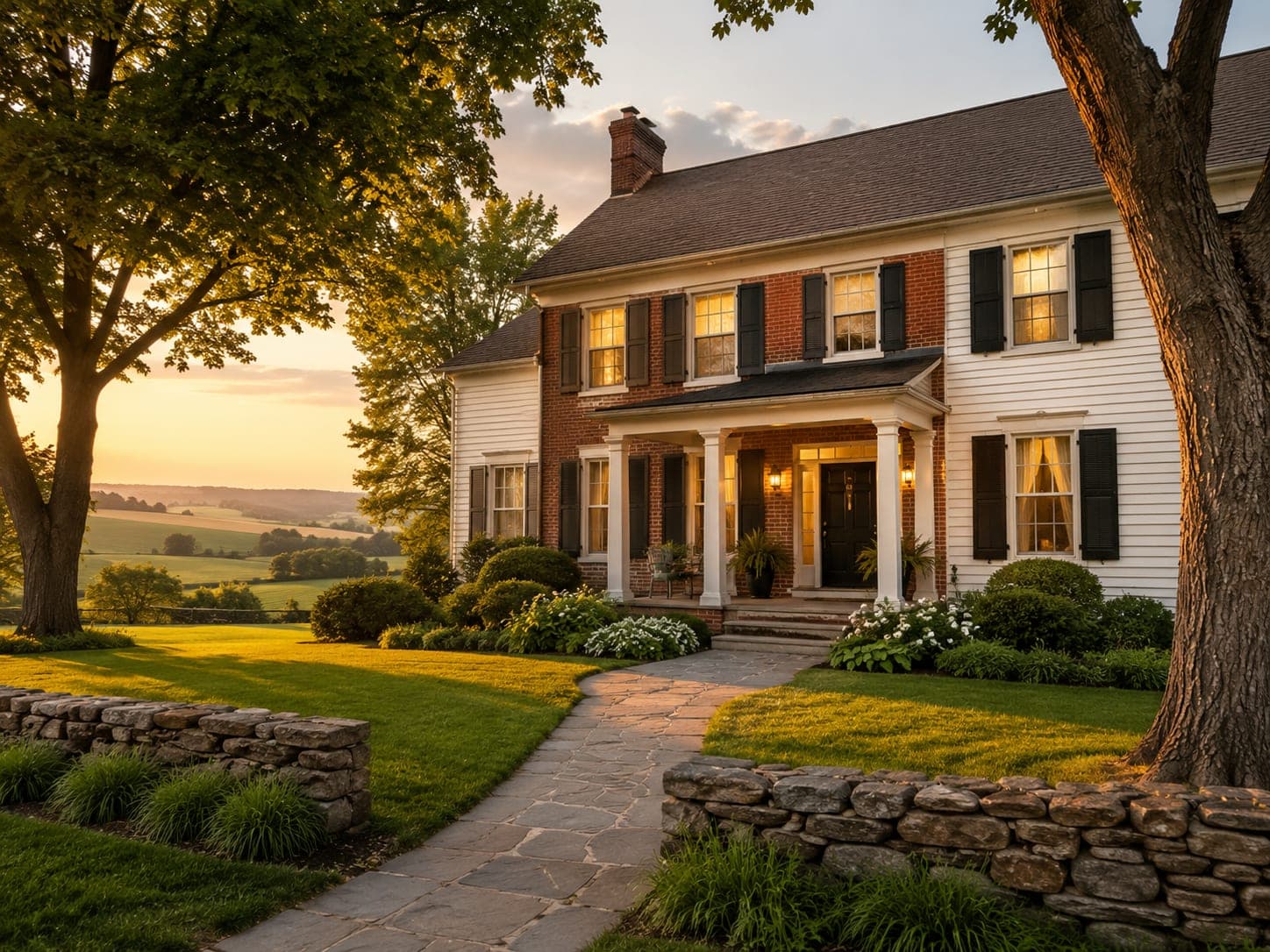 A well-kept Lancaster County home at golden hour